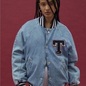 NWT TommyJeans Light Blue Varsity Bomber Jacket